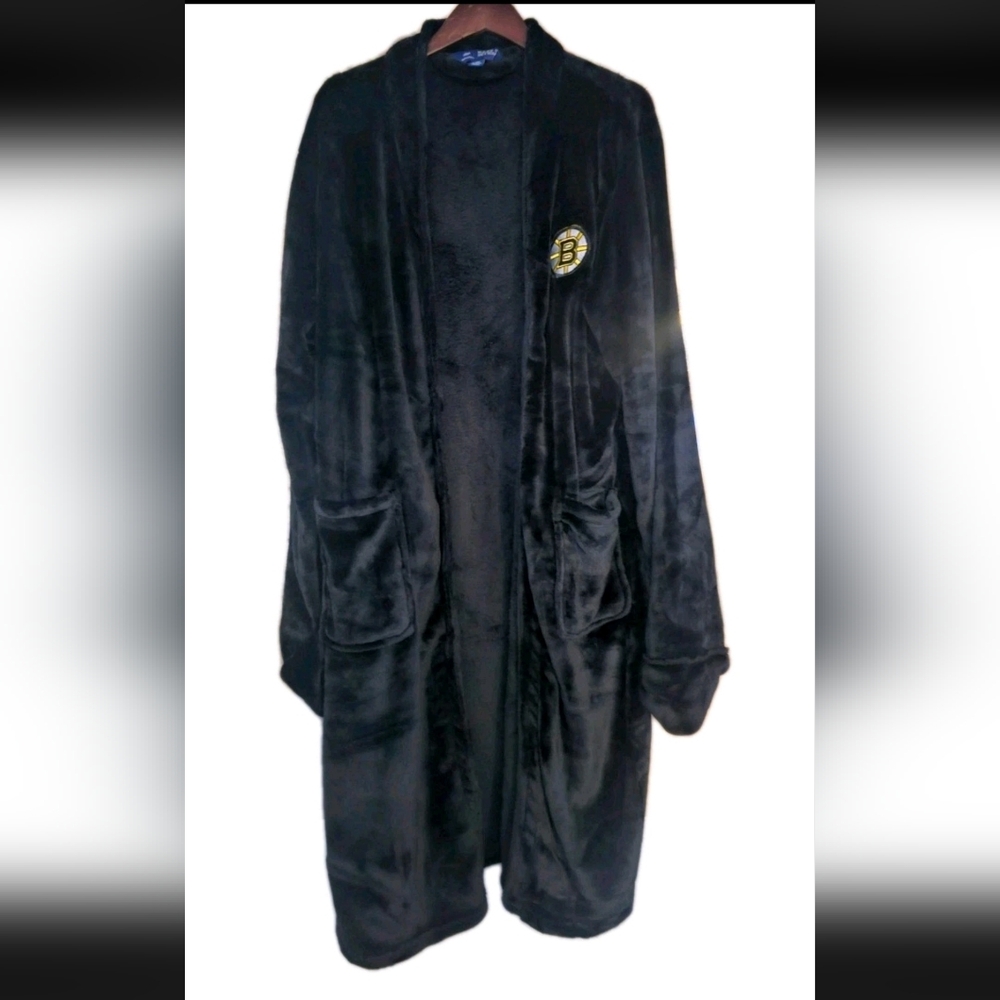Boston Bruins Men's Black Bath Robe Size L/Xl NHL Hockey Logo Robe